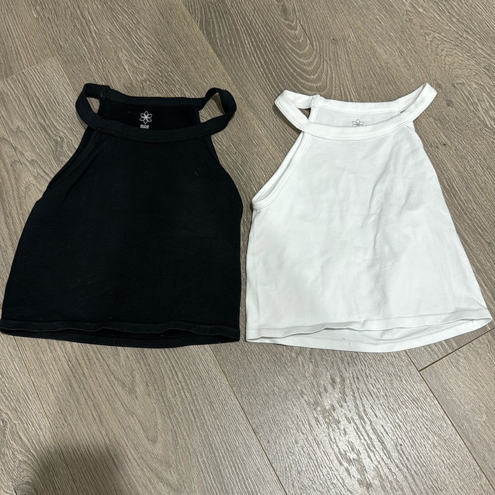 2 black and white tank tops both worn 2 times!